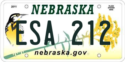 NE license plate ESA212