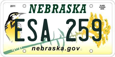 NE license plate ESA259