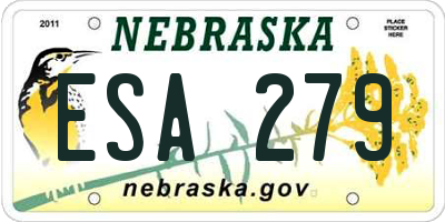 NE license plate ESA279