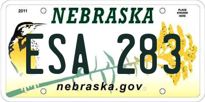 NE license plate ESA283