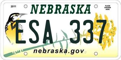 NE license plate ESA337