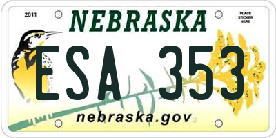 NE license plate ESA353