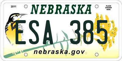 NE license plate ESA385