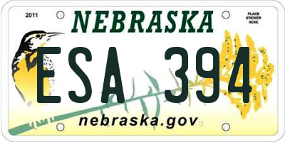 NE license plate ESA394