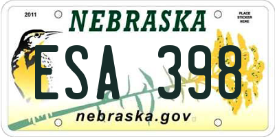 NE license plate ESA398