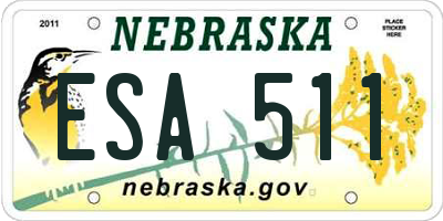 NE license plate ESA511