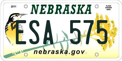 NE license plate ESA575