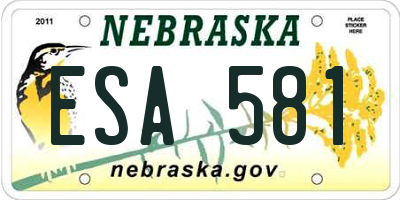 NE license plate ESA581