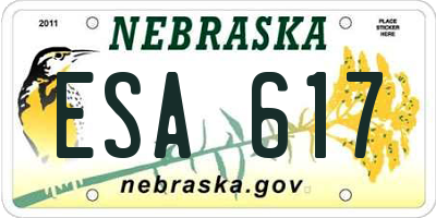 NE license plate ESA617