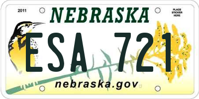 NE license plate ESA721