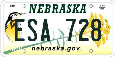 NE license plate ESA728
