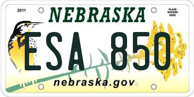 NE license plate ESA850