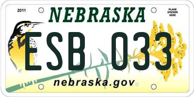 NE license plate ESB033