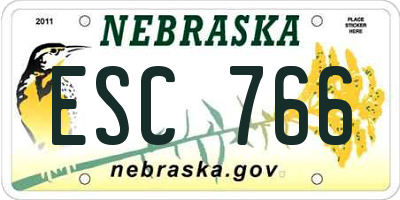 NE license plate ESC766