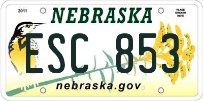 NE license plate ESC853