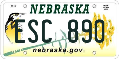 NE license plate ESC890