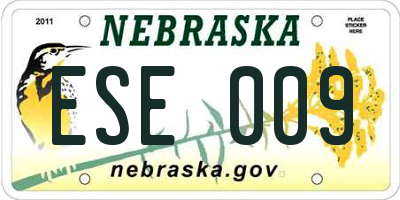 NE license plate ESE009