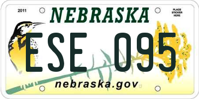NE license plate ESE095