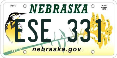 NE license plate ESE331