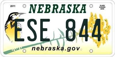 NE license plate ESE844