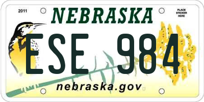NE license plate ESE984