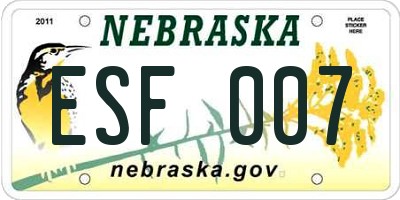NE license plate ESF007