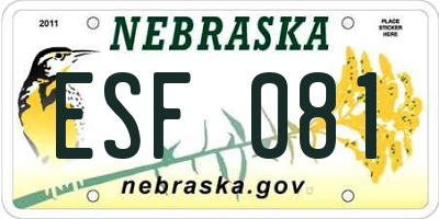 NE license plate ESF081