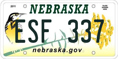 NE license plate ESF337