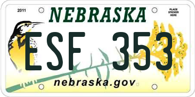 NE license plate ESF353