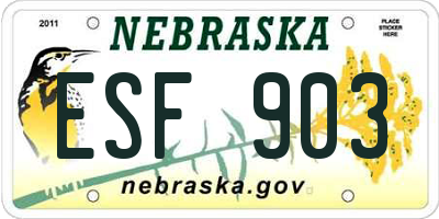 NE license plate ESF903