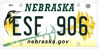NE license plate ESF906