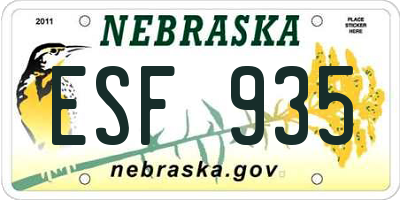 NE license plate ESF935