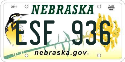 NE license plate ESF936