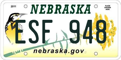 NE license plate ESF948