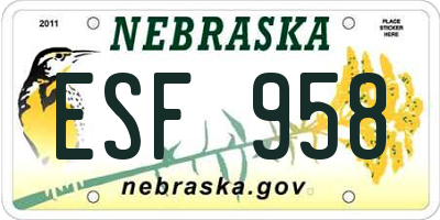NE license plate ESF958