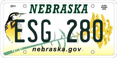 NE license plate ESG280