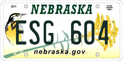 NE license plate ESG604