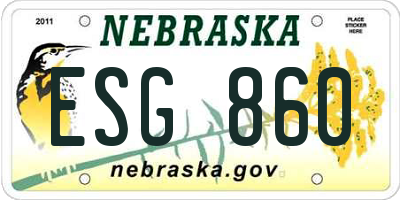 NE license plate ESG860