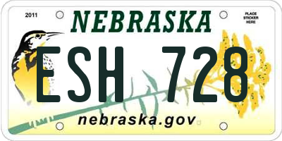 NE license plate ESH728