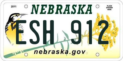 NE license plate ESH912