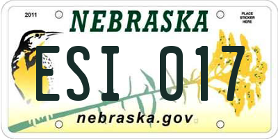 NE license plate ESI017
