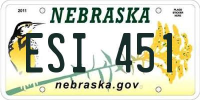 NE license plate ESI451