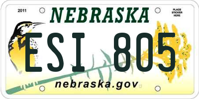 NE license plate ESI805