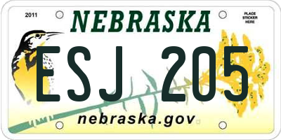 NE license plate ESJ205