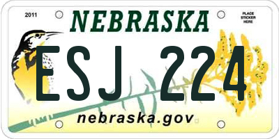 NE license plate ESJ224