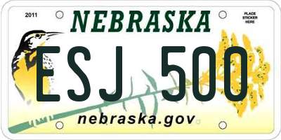 NE license plate ESJ500