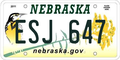 NE license plate ESJ647