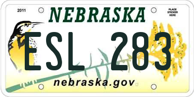 NE license plate ESL283