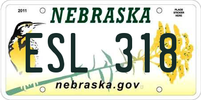 NE license plate ESL318