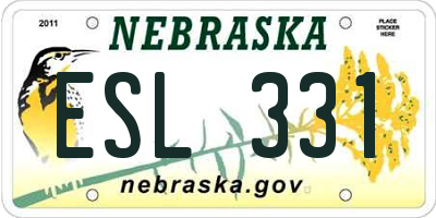 NE license plate ESL331
